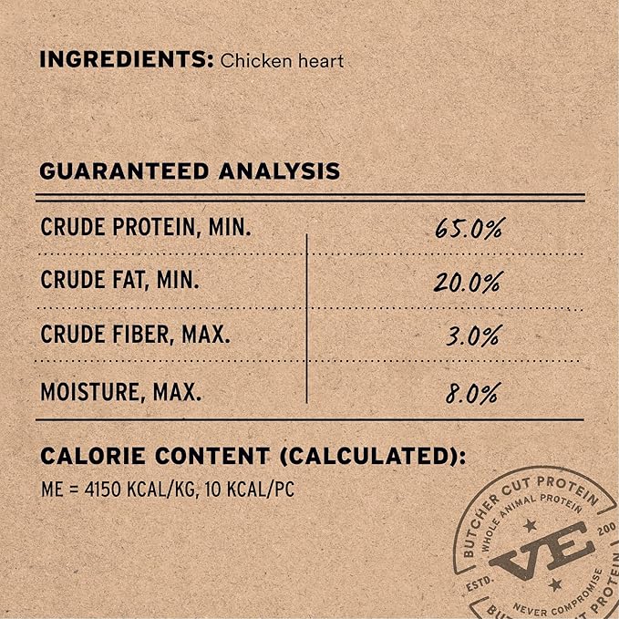 Vital Essentials Chicken Hearts Cat Treats, 1 oz | Freeze-Dried Raw | Single Ingredient | Grain Free, Gluten Free, Filler Free