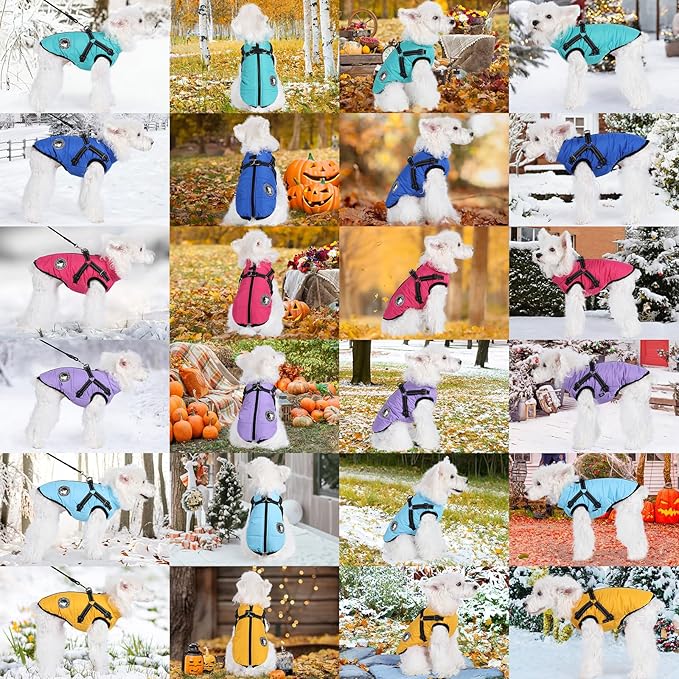 Gyuzh Dog Coat with Harness Puppy Coats Small Dog Harness Jacket Winter Waterproof Jackets for Smal Medium Large Dogs