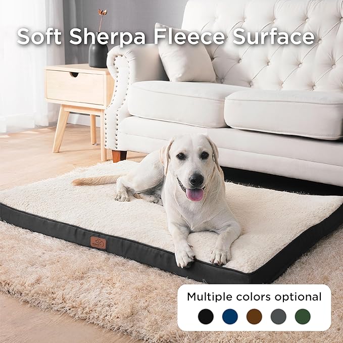 Bedsure Dog Beds Large Sized Dog - Orthopedic Flat Pet Beds with Removable Washable Cover, Egg Crate Foam Puppy Mat, Suitable for Pet Up to 65 lbs