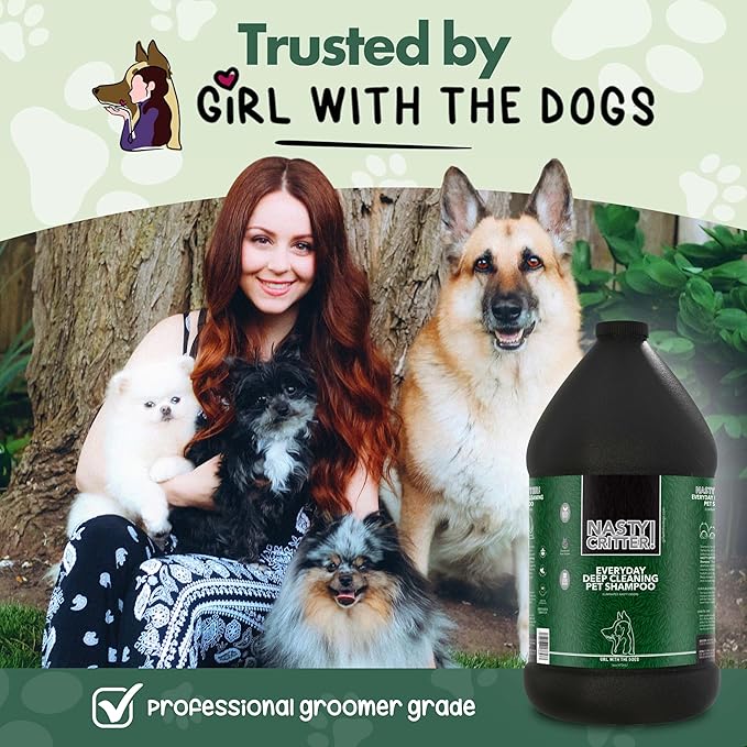 Nasty Critter! by Girl With The Dogs - Made in USA - Everyday Deep Cleaning Dog Shampoo for 8 Weeks and Up, 1 Gal