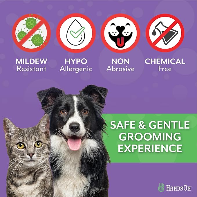 Handson Pet Grooming Gloves - #1 Ranked, Award-Winning Cat, Dog & Horse Hair Remover Gloves - Bathing, Shedding & Massaging Tool - Gentle Brush for Long & Short Fur (2 Pairs, Green, Large)