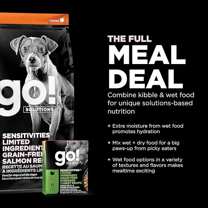 Go! Solutions Sensitivities Limited Ingredients, Grain-Free Dry Dog Food, Small Bites Salmon Recipe for Sensitive Stomach, 22 lb Bag