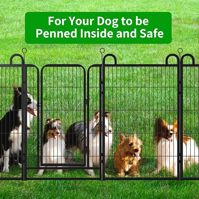 Dog Playpen Outdoor 24 Piece Panels Heavy Duty Dog Fence 40" Height Anti-Rust with Doors Portable for RV Camping Yard, Total 54FT, 227 Sq.ft, Snowy Black