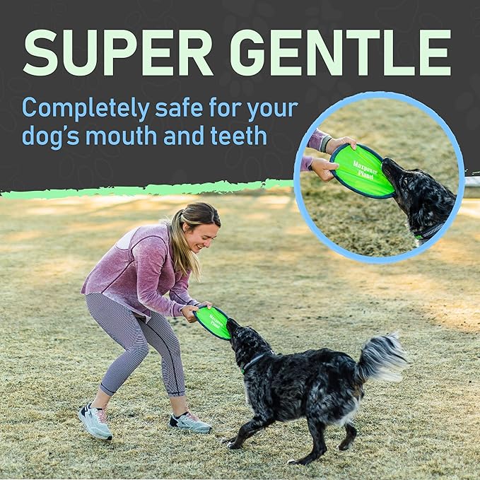 Maxpower Planet 10" Dog Flying Disc X2 Pack - Soft to Catch Dog Toy - Gliding Toy for Pets - Lightweight Flying Disc - Easy to Spot Flyer Discs Puppy Toys