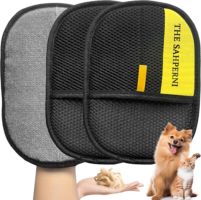 Pet Hair Removal Glove, 2 Pcs Electrostatic Gloves Pet Hair for Cats & Dogs, Washable - Reusable Static Pet Hair Remover Gloves, Efficient Magic Pet Grooming Glove, Remove Cat/Dog Fur From Clothing