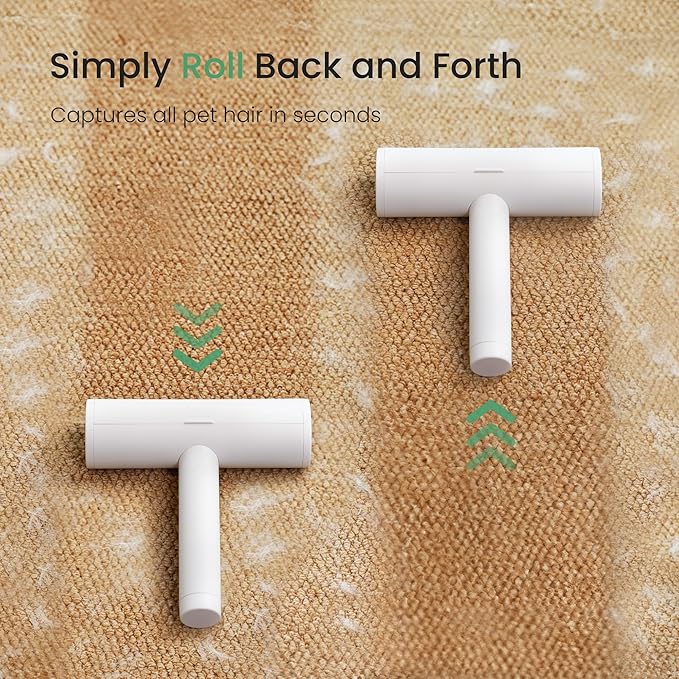 MoonRoller, Pet Hair Removal Tool with Detachable Handle and Cleaning Scraper, Reusable Cat and Dog Hair Remover for Couch, Carpet, Furniture, Car, Bedding, Blanket, Rug, and More