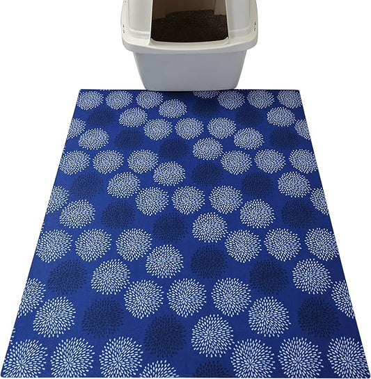 Drymate XL Original Cat Litter Mat, Contains Mess from Box, Protects Floors, Urine-Proof, Machine Washable, Soft on Kitty Paws, Absorbent, Waterproof (USA Made, Recycled Content) (29”x36”)(Good Blue)