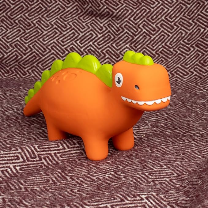 Steggy Latex Dog Chew Toys with Squeaker Soft Squeaker Puppy Toy Dinosaur