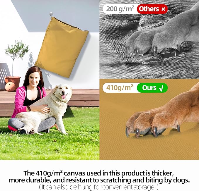 Sytopia 42-Inch Canvas Outdoor Dog Bed, Washable & Waterproof with Chew-Resistant Removable Cover, Ideal for Extra Large Dogs for Indoor, Outdoor, Crate, or Patio Use (Yellow)