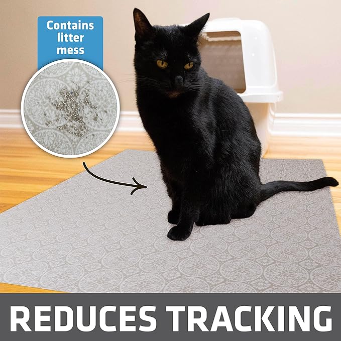 Drymate XL Original Cat Litter Mat, Contains Mess from Box, Protects Floors, Urine-Proof, Machine Washable, Soft on Kitty Paws, Absorbent, Waterproof (USA Made, Recycled Content) (29”x36”)(Tan Global)