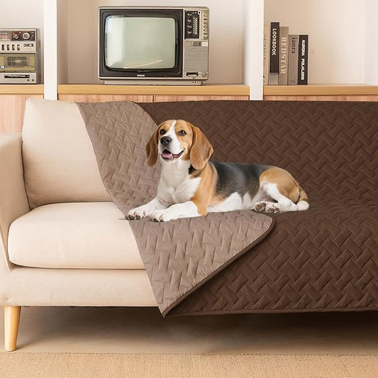 gogobunny 100% Double Sided Waterproof Dog Blanket Soft Pet Bed Cover Reversible Protect Furniture Couch Sofa Car for Puppy Cat Kids (Dark Chocolate/Light Chocolate, 82x120 Inch (Pack of 1))