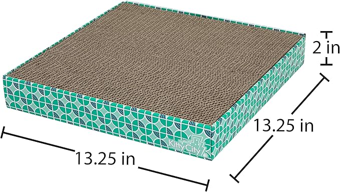 Kitty City Cat Scratcher Refill – 3-Pack Durable Corrugated Cardboard Scratch Pads with Catnip – Double-Sided for Longer Use, Cat Claw Maintenance & Furniture Protection - Size: 13.25" x 13.25"