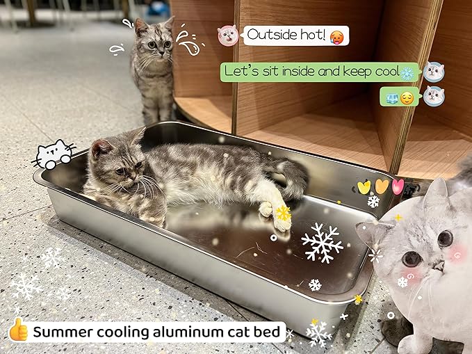 IKITCHEN Stainless Steel Cat Litter Box, Large Metal Litter Box for Cats, Never Absorbs Odors,Stain Free, Rustproof, Non Stick Smooth Surface, Anti-Slip Rubber Bottom, 23.5" L x 15.5" W x 4" H