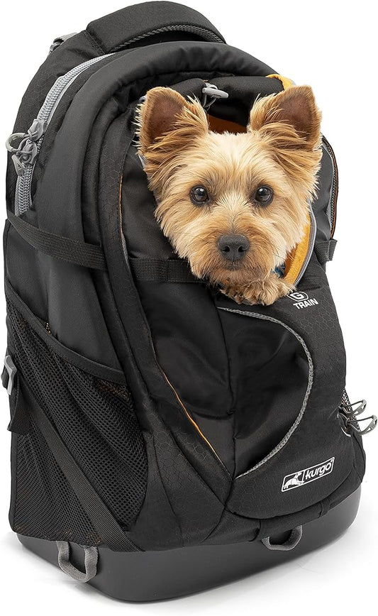 Kurgo G-Train Dog Carrier Backpack - Comfortable Travel Bag for Pets Up to 25 lbs - Waterproof Bottom - Multi-Compartment Pack - Dog Hiking Gear - Rugged Adventure Backpack - Black