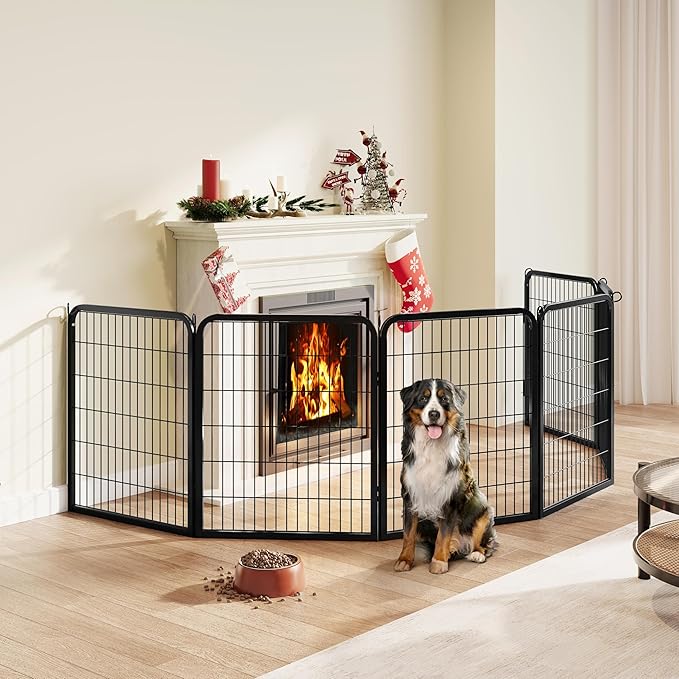 Yaheetech Dog Playpen Outdoor, 32 inch 8 Panels Dog Pen Indoor Heavy Duty Puppy Exercise Pen Metal Pet Fence for RV Camping/Yard/Garden