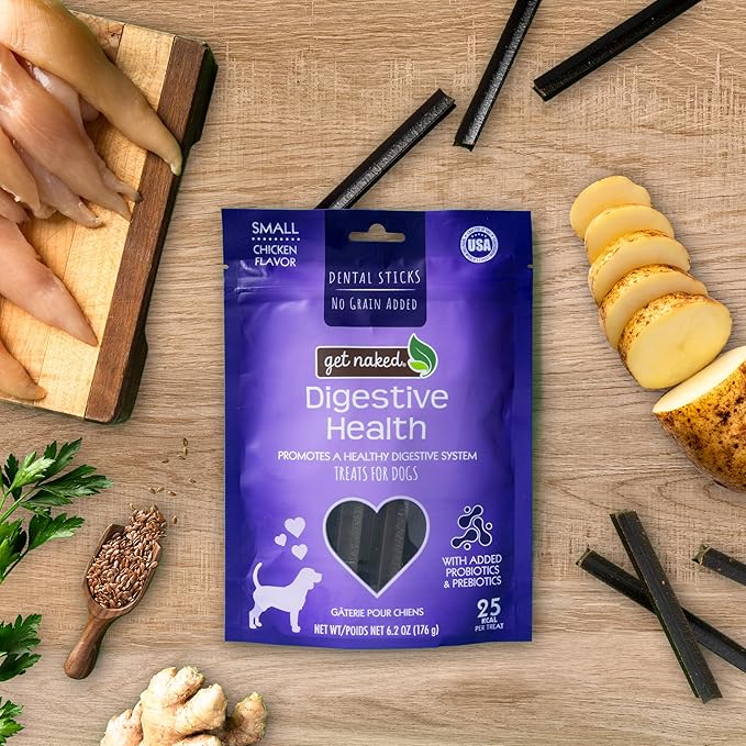 Get Naked Grain Free 1 Pouch 6.2 Oz Digestive Health Dental Chew Sticks, Small