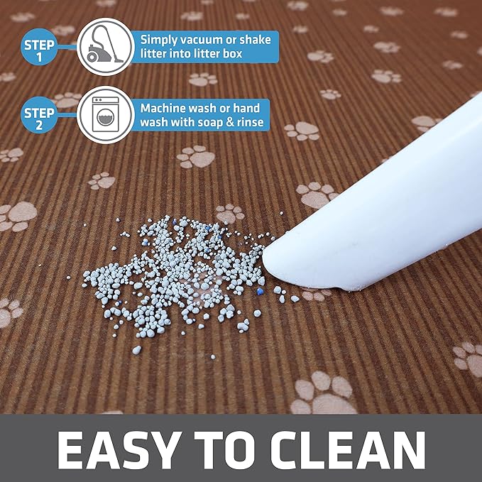 Drymate XL Original Cat Litter Mat, Contains Mess from Box, Protects Floors, Urine-Proof, Machine Washable, Soft on Kitty Paws, Absorbent, Waterproof (USA Made, Recycled Content)(28”x36”)(BrownTanPaw)
