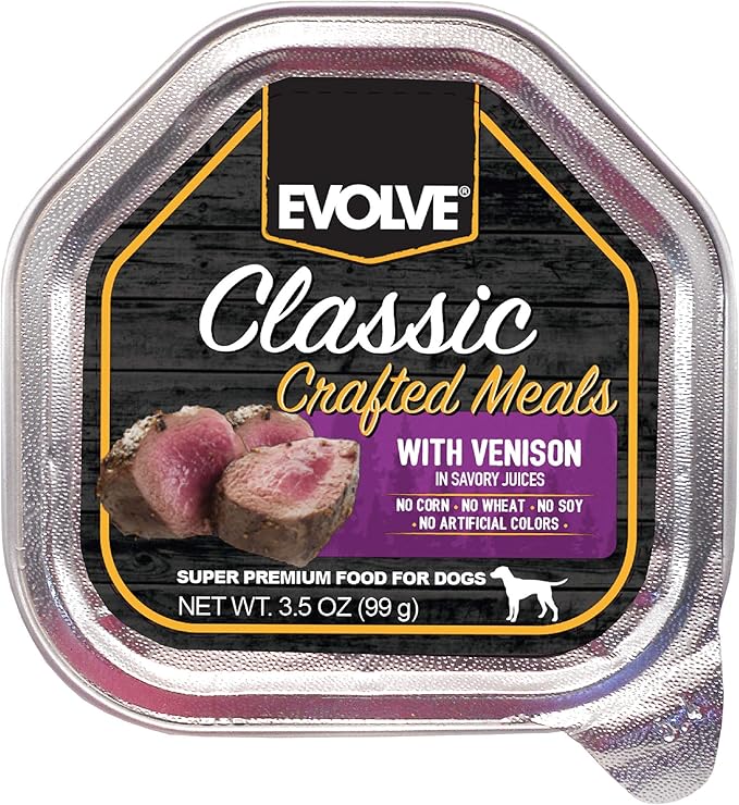 Evolve Classic Crafted Meals Venison Recipe Dog Food, 3.5 Ounce (Pack of 15)