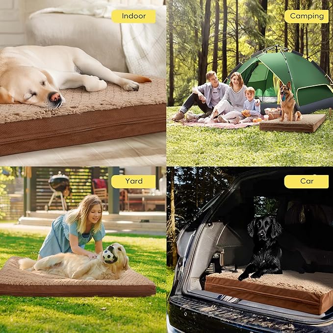 Sytopia Washable 36" Dog Bed for Large Dogs – Double-Sided Plush, Waterproof, Removable Cover, Thick Orthopedic Support, Durable Multi- Size Comfort Clearance Indoor Flat Dog Bed