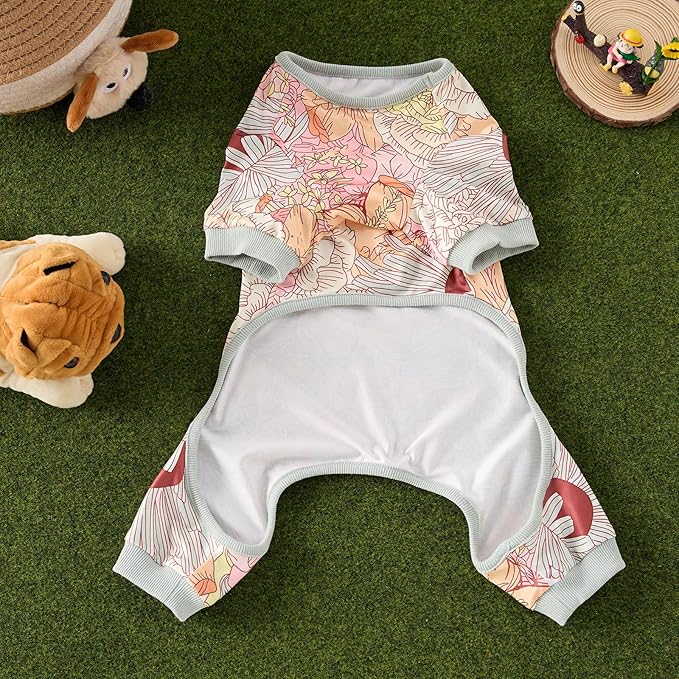 Dog Pajamas Onesie for Small & Medium Dogs - Polyester, Cozy, Wrinkle-Resistant Four-Legged Apparel (Light Brown, Small)