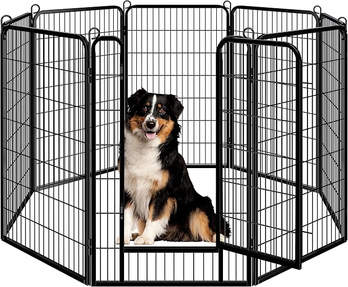 Yaheetech Dog Playpen Outdoor, 47 inch 8 Panels Dog Pen Indoor Heavy Duty Puppy Exercise Pen Metal Pet Fence for RV Camping/Yard/Garden