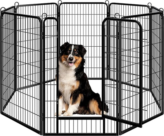 Yaheetech Dog Playpen Outdoor, 47 inch 8 Panels Dog Pen Indoor Heavy Duty Puppy Exercise Pen Metal Pet Fence for RV Camping/Yard/Garden