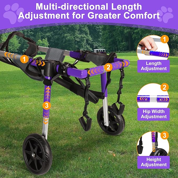 Dog Wheelchair for Back Legs - Lightweight Aluminum Alloy Dog Wheelchair, Upgraded All-Terrain Tires for Large Dogs, 55.1-88.1 lbs(XL)