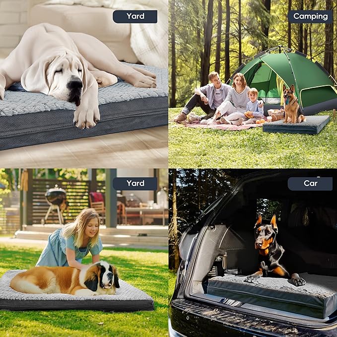 Sytopia Washable 44" Dog Bed for Large Dogs – Double-Sided Plush, Waterproof, Removable Cover, Thick Orthopedic Support, Durable Multi- Size Comfort Clearance Indoor Flat Dog Bed