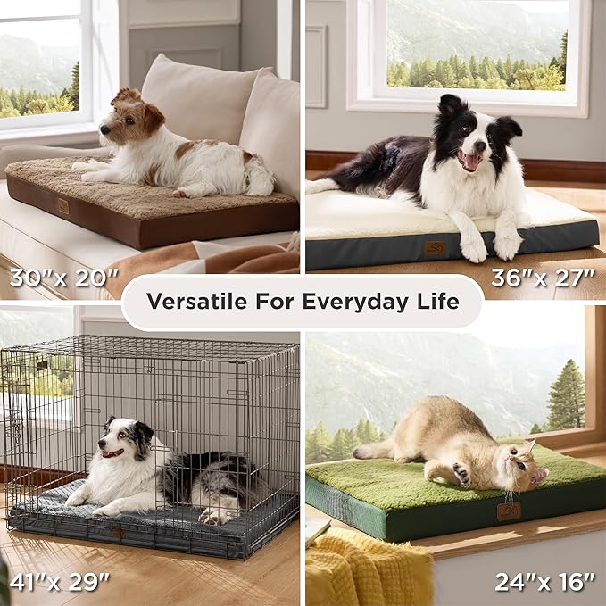 Bedsure Dog Bed for Large Dogs - Orthopedic Waterproof Puppy Beds with Removable Washable Cover, Egg Crate Foam Pet Mat, Suitable for Pet Up to 65 lbs