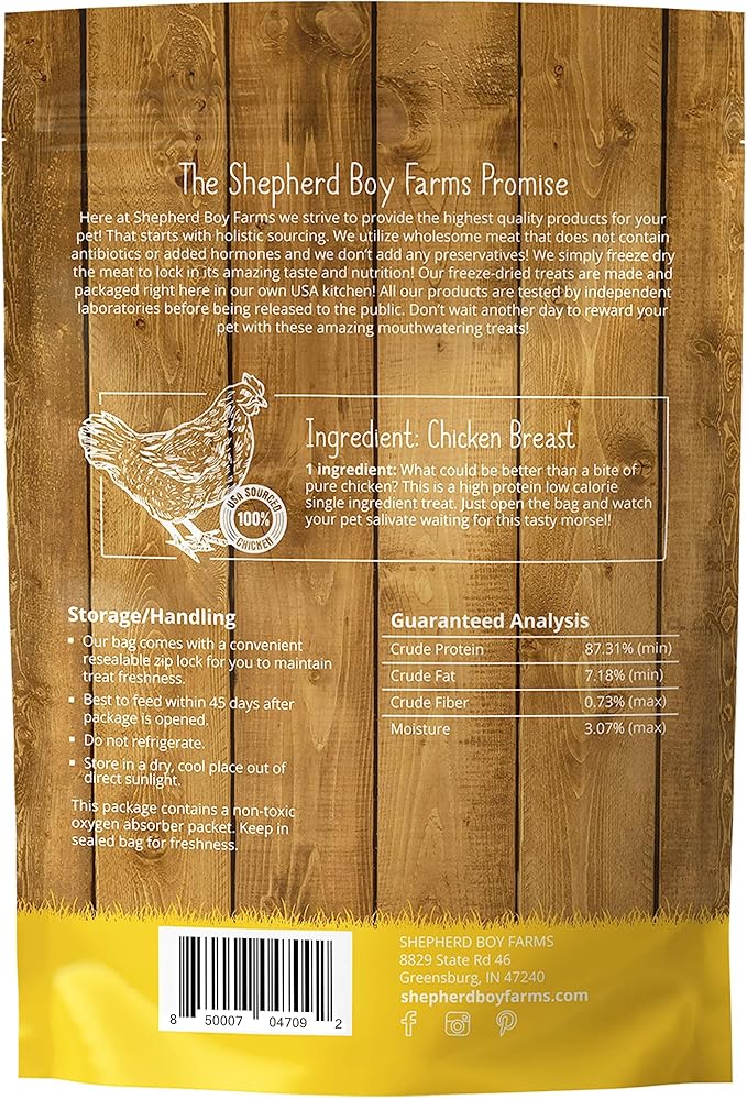 Freeze Dried Dog and Cat Treats, Chicken Breast, All Natural Freeze-Dried Dog Treat & Snacks, Made in USA, High in Protein, Nutrition of Raw Food, Single Ingredient, 8oz