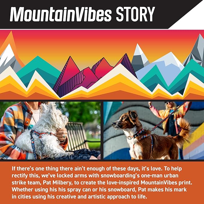 Wolfgang Heavy Duty Martingale Dog Collar with Quick Release Nylon Buckle for Walking & Training, MountainVibes Print, Medium