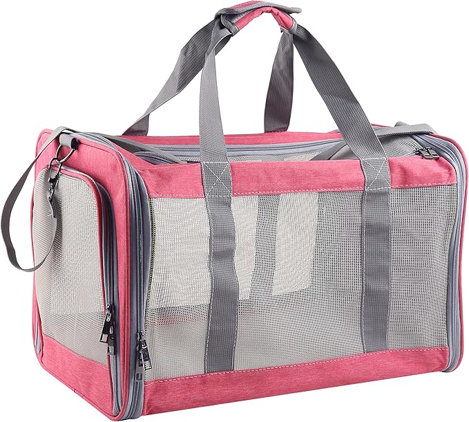 Cat Dog Carrier for Small Medium Cats Pet Carrier for Large and Medium Cats Puppies Portable Cat Carrier Soft Pet Carrier for Cats Cat Bag Carrier Airline Approved Cat Carrier(Large, Pink)