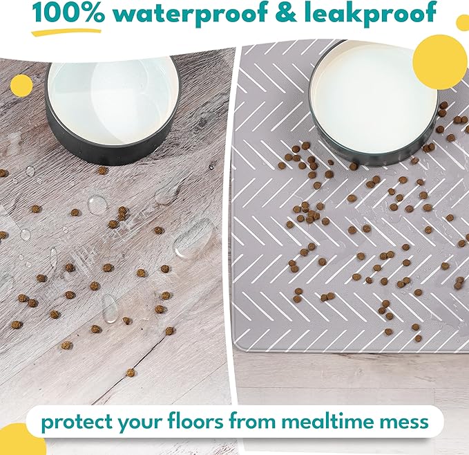 NALALAS Large Dog Mat for Food and Water, Cat Feeding Mat | Large Waterproof Dog Bowl Mat | Non-Slip Pet Food Mat for Floors | Pet Mats for Food and Water | Easy to Clean