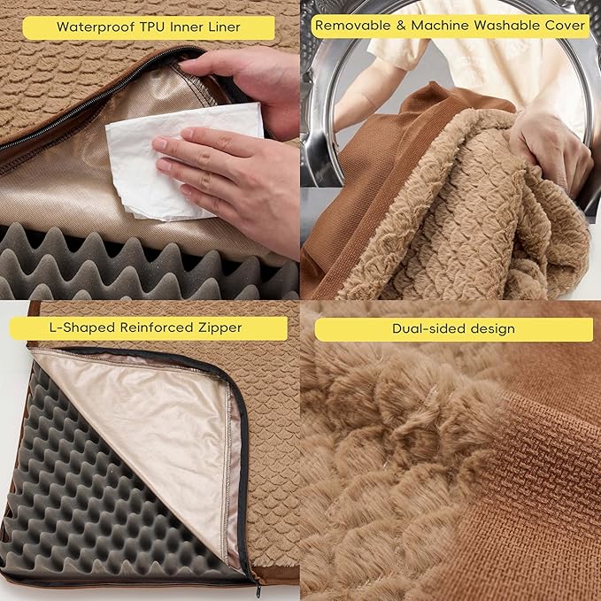 Sytopia Washable 36" Dog Bed for Large Dogs – Double-Sided Plush, Waterproof, Removable Cover, Thick Orthopedic Support, Durable Multi- Size Comfort Clearance Indoor Flat Dog Bed