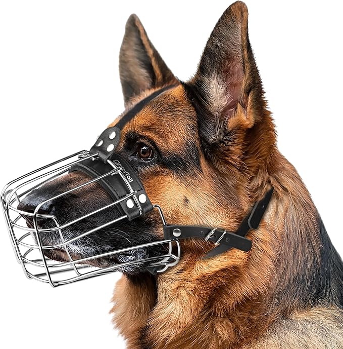 German Shepherd Muzzle for Large Sized Dog – Metal Dog Muzzle for German Shepherd – Steel Basket Muzzle for Large Dogs – Wire Cage Muzzle for Medium Dogs Husky, Belgian Malinois