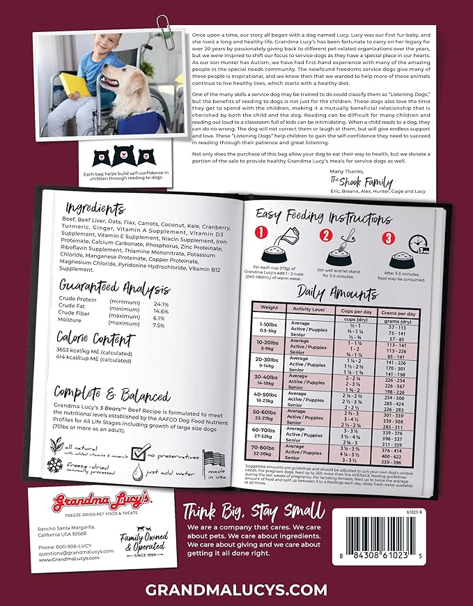 Grandma Lucy's 3 Bears Beef Dog Food - 8lb