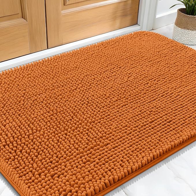 OLANLY Dog Door Mat for Muddy Paws 30x20, Absorbs Moisture and Dirt, Absorbent Non-Slip Washable Doormat, Quick Dry Chenille Mud Mat for Dogs, Entry Indoor Entryway Carpet for Inside Floor, Clay