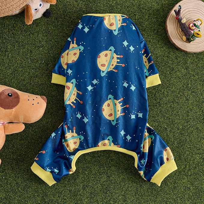 Dog Pajamas Onesie for Small & Medium Dogs - Polyester, Cozy, Wrinkle-Resistant Four-Legged Apparel (Blue Black, XX-Large)