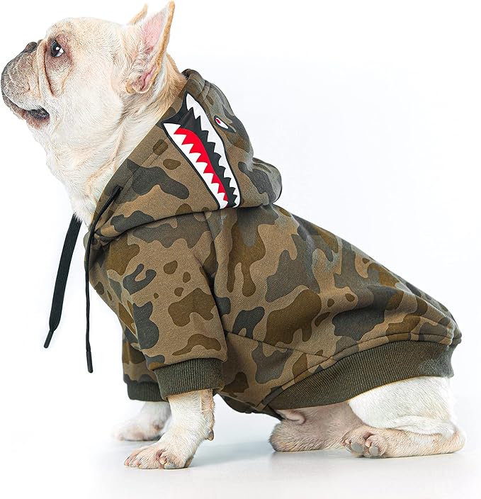 Camo Dog Hoodie Dog Clothes Extra Warm Fleece Lining Stretchy Fit for Small Medium Large Dogs (Camo, XX-Large)