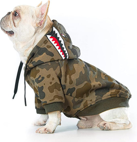 Camo Dog Hoodie Dog Clothes Extra Warm Fleece Lining Stretchy Fit for Small Medium Large Dogs (Camo, XXX-Large)