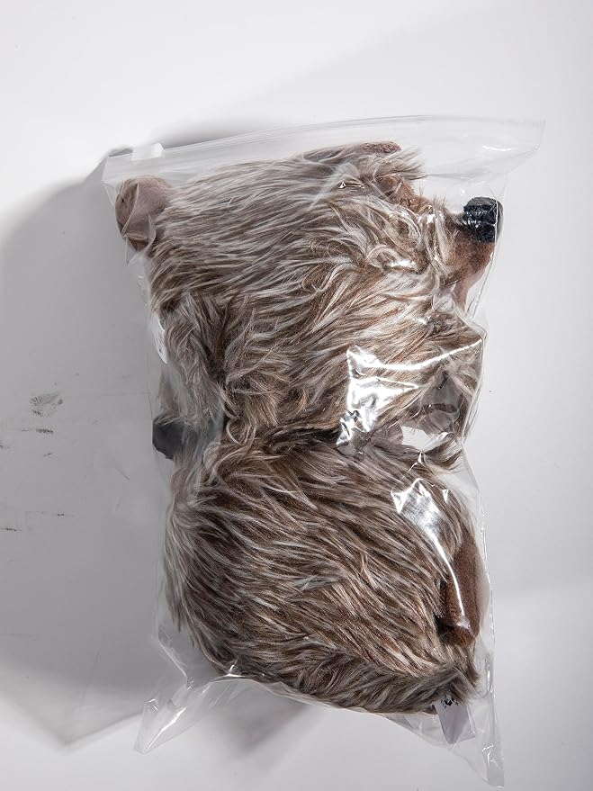 Pawaboo Plush Dog Toy, [2PACK] Non-Toxic Super Soft Faux-Fur Hedgehog Dog Toy Stuffed Biting Training Playing Toys for Dog Puppy, Brown