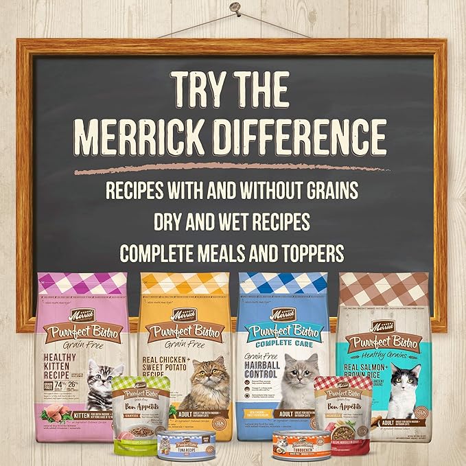 Merrick Purrfect Bistro Grain Free Natural Dry Cat Food For Adult Cats, Real Chicken And Sweet Potato Recipe - 12 lb. Bag