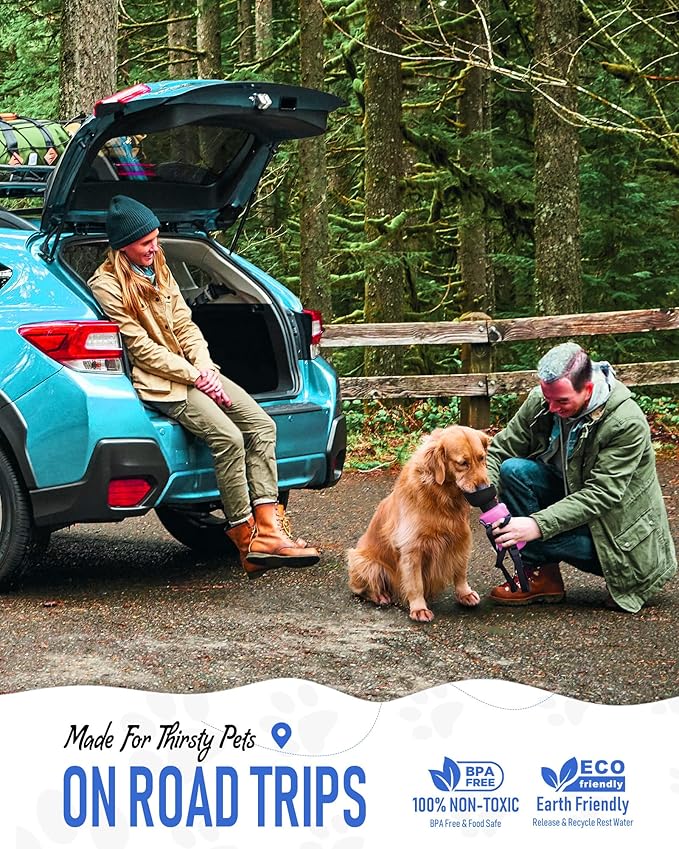 Lesotc Dog Water Bottle, Portable Water Dispenser with Bowl, Leak Proof Pet Travel Water Bottle Puppy Essentials Doggie Stuff Accessories for Outdoor Walking, Hiking, Camping