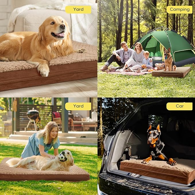 Sytopia Washable 42" Dog Bed for Large Dogs – Double-Sided Plush, Waterproof, Removable Cover, Thick Orthopedic Support, Durable Multi- Size Comfort Clearance Indoor Flat Dog Bed