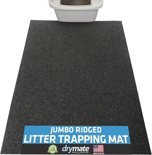 Drymate Jumbo XXL Cat Litter Trapping Mat, Traps Mess from Box, Waterproof Urine-Proof, Machine Washable, Ultra Soft on Paws & Absorbent, Kitten Supplies (USA Made, Recycled Content)(30x45)(Dark Grey)