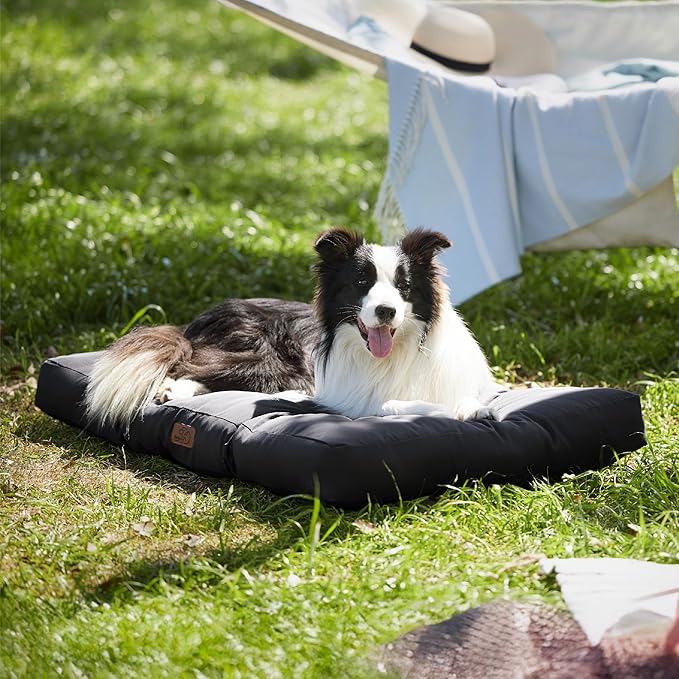 Bedsure Dog Beds Large Sized Dogs - Washable Pet Bed Mattress with Oxford Fabric, Pet Pillow Cushion for Crate, Grey Dog Mat Outdoor, 36x27x4, Black