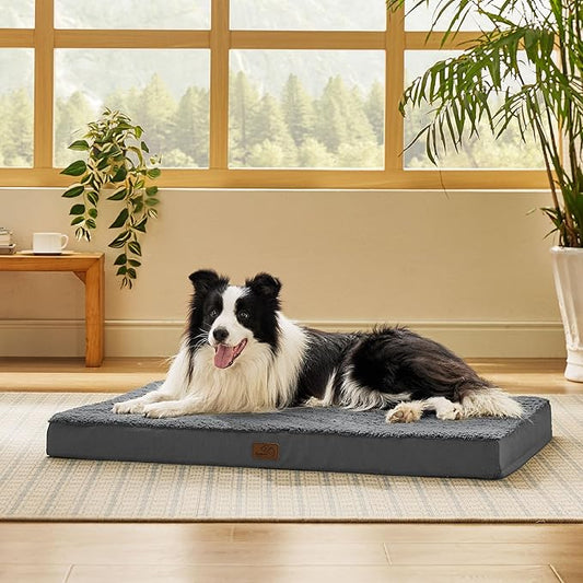 Bedsure Dog Beds Large Sized Dog - Orthopedic Flat Pet Beds with Removable Washable Cover, Egg Crate Foam Puppy Mat, Suitable for Pet Up to 65 lbs