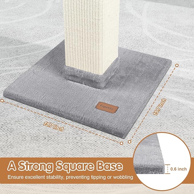 Cat Scratching Post 33 inch for Indoor Cats, High Cat Scratch Post Grey, Cat Tree for Full-Body Stretching, Protect Your Furniture
