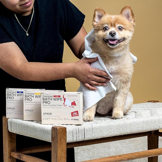 Himmy XL Pet Wipes for Dogs and Cats – 18” x 30” Bath Wipes for Cleaning, Deodorizing, Conditioning, Anti-Itch Grooming, Wet Dog Wipes for Paws, Butt, Ear, Eye, Whole Body Fresh Lemon