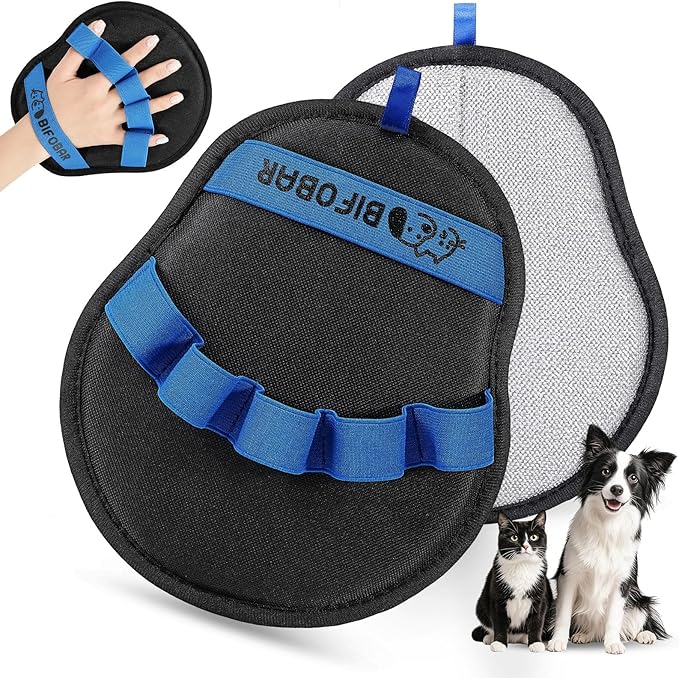Pet Hair Removal Glove - Magic Brush Electrostatic Mitt for Dogs & Cats, Reusable Grooming Gloves - Dog Hair Remover Tool with 5-Finger Design for Couch, Carpet, Furniture, Laundry & Clothing(Blue)